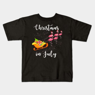Funny Flamingo Pink Camping Car Christmas in July Kids T-Shirt
